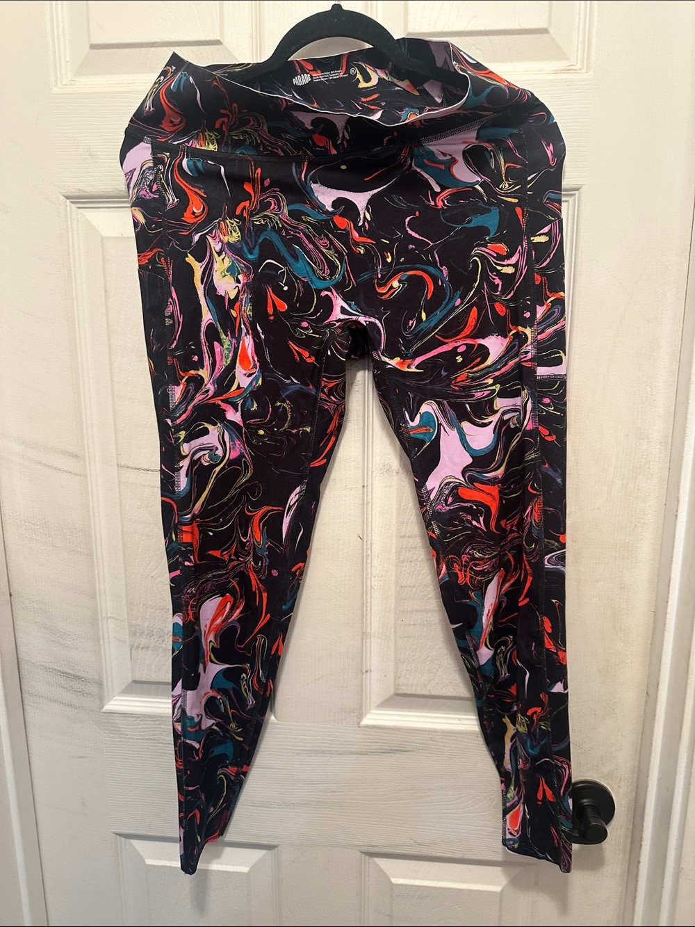 Abstract Swirl Print Leggings - Black/Multi